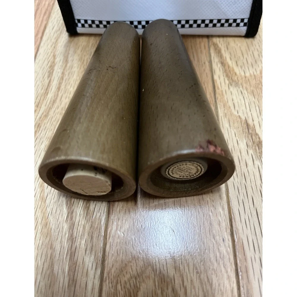 VTG MID-CENTURY‎ Modern SALT PEPPER Shaker Set TAPERED Wood Atomic MCM TABLE LEG